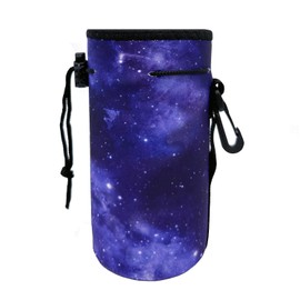 AMMKRO Water Bottle Bag Carrier, Water Bottle Neoprene Sleeve Portable Insulator Bottle Cover Drawstring Insulator for 18 Oz 20 Oz Water Bottle (Purple)