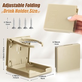 Tioncy 8 Pack Adjustable Cup Holder with Screws Universal Plastic Folding Wall Mounted Cup Holder for Water Beverage Bottle Caravan Autos Cars Trucks RVs Boats Accessories(Beige)