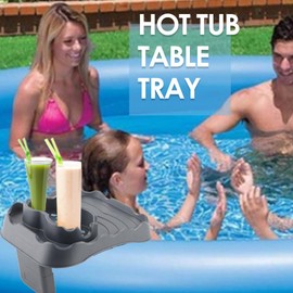 Pssopp Hot Tub Table, PureSpa Tray, Spa Bar, Hot Tub Side Table, Non-Slip Side Table with Cup Holder, Tray Table for Hot Tub Drinks (Grey)