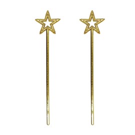 MOFALA 2PCS Star Wand, Children's Creative Handheld Pentagram Plastic Magic Wand, Role-Playing Enlightenment Toys, Educational and Creative Performance Props (Golden)