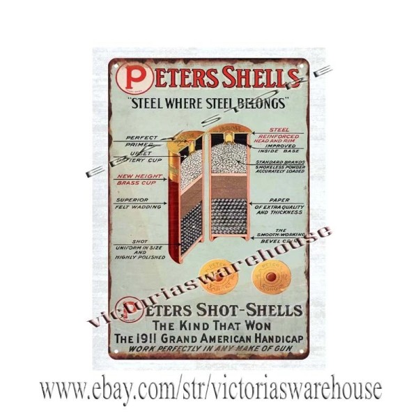 Unbranded game hunters Shot Shells firearm ammo metal tin sign