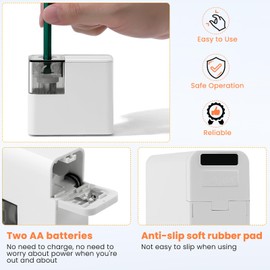 Electric Pencil Sharpeners, Battery Powered for Colored Pencils, High-Speed Operated Automatic & Manual Pencil Sharpener for Kids, Home School, Pack of 2 (White)