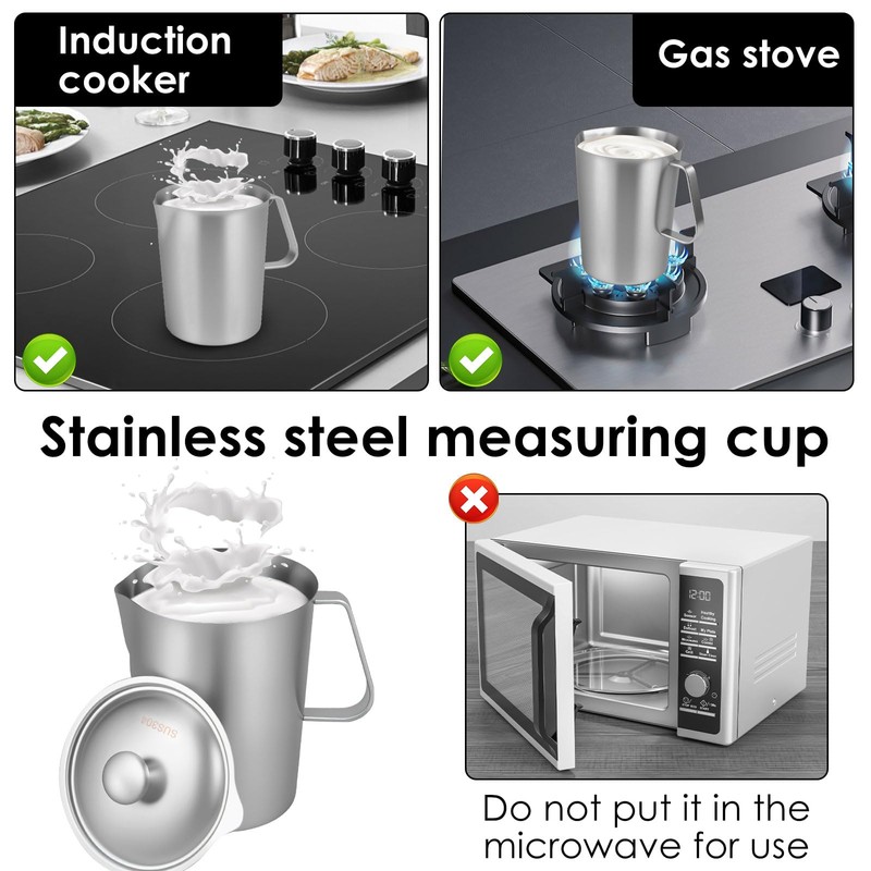2L Stainless Steel Milk Frothing Jug with Handle and Lid