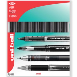 uni-ball AIR - 0.7mm Medium Rollerball - UBA-188-L - In Gift Box Packaging - Black Ink - Pack of 8