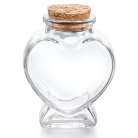 SynHHergyx Small Glass Heart Jar with Cork Stoppe, Clear Mini Glass Bottle, 50ml Decorative Glass Bottles with Cork Lid for DIY Art Crafts Projects Decoration Party Supplies Wedding