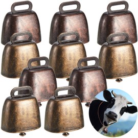 Ripeng Cow Horse Sheep Grazing Copper Bells Small Brass Bells Cattle Goat Farm Loud Bronze Bell Long Distance Horse Sheep Iron Bells for Christmas Decoration, 2 Colors (10 Pieces)