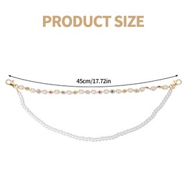 Mikovivi Rhinestone Pearl Wallet Chain, Multi-Layer Punk Pant Pocket Keychain Punk Jeans Belt Key Chain Jewelry Fashion Accessories for Men Women (Golden)