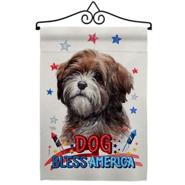 Breeze Decor Patriotic Brown Tibetan Terrier Garden Flag-Set Wall Hanger Dog Puppy Spoiled Paw Canine Fur Pet Nature Farm Animal Creature House Banner Small Yard Gift Double-Sided, Made in USA