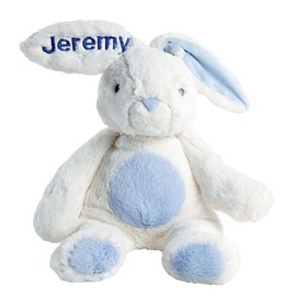 Lillian Vernon My First Easter Bunny Blue Plush Toy - Stuffed Animal, Custom Embroidered Name, Boy Baby Toys, Holiday & Birthday Party Gifts, 16 Inches Tall, Blue