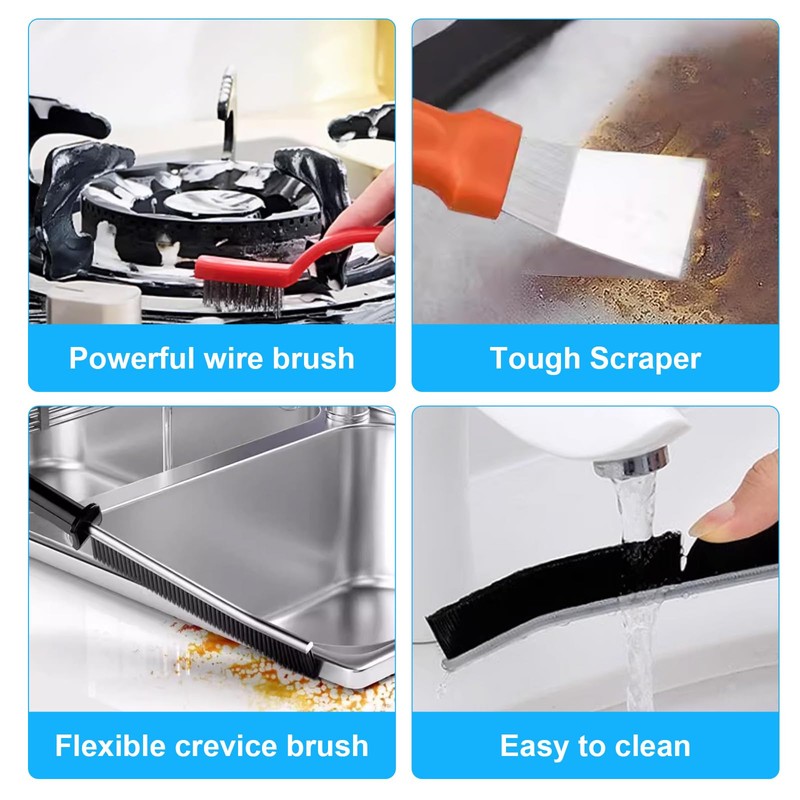 Crevice Cleaning Brush Set - 8 Pcs Multifunctional Cleaning Tools,