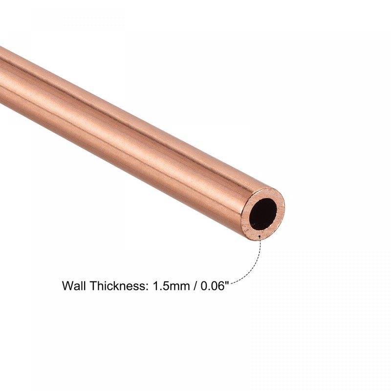 sourcing map Round Copper Pipe 8 mm Outer Diameter 1.5