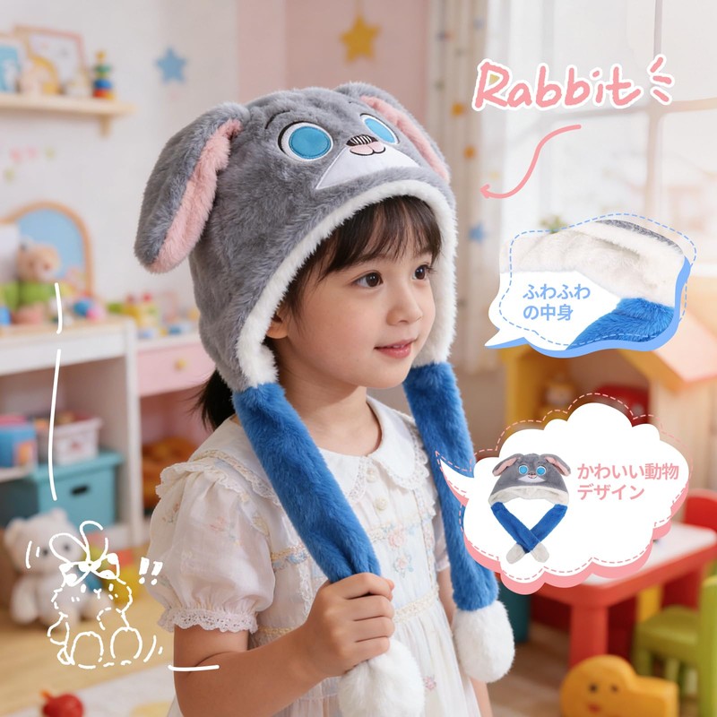 Kimestar Headwear, Movable Ears, Funny, Children, Adults, Christmas Hat, Cosplay,