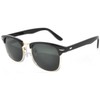 Stylish Retro Half Frame Sunglasses Black Gold Metal Frame Green