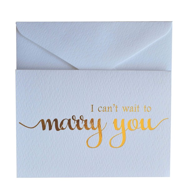 MAGJUCHE I Can't Wait to Marry You Wedding Day Card, to Your Bride or Groom, Gold Foil Notecard Love Note Before I Do