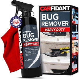 Carfidant Bug Remover Heavy Duty Spray - Cars Exterior Cleaner - Easily and Powerful Clean Bug Splatter, Bird Poop From Paint, Plastic, Rubber, Metal, Chrome, Glass - 18 fl. oz.