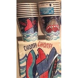 Unique SHARK SPLASH PARTY Birthday Party Supply Set Pack Decoration Kit w/ Loot Bags