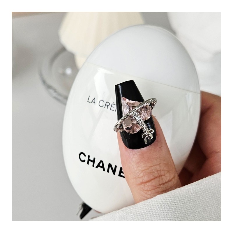 Rose Silver Handmade Nail Tips - Square / 로즈 실버