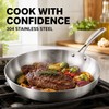 304 Stainless Steel Frying Pan, Uncoated 3-Layer Skillet for Gas