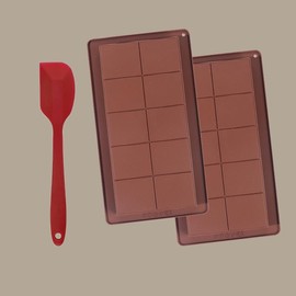 GEEKHOM Schokoladenform Silikon, Tief Schokoladentafel Form Schokoladentafel, 2 Stück Silikonform mit Schaber Extra Tief Dubai Schokolade Form für Schokolade Praline Süßigkeiten