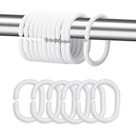 Plastic Shower Curtain Rings Hooks for Bathroom Shower Window Rod (24 Pack White)â¦