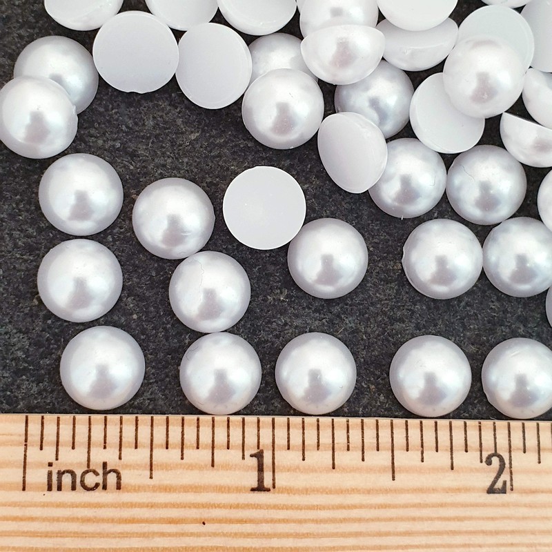 MajorCrafts® 200pcs 9mm White Flat Back Half Round Resin Pearls