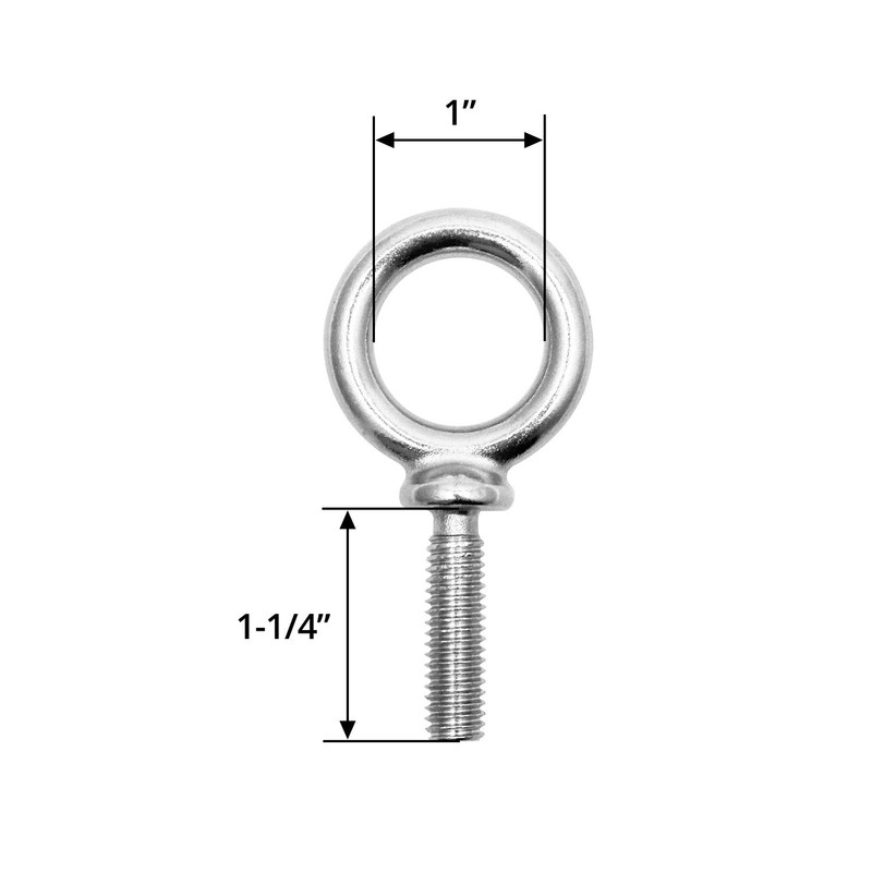 QWORK 3/8"-16 UNC Stainless Steel 316 Eye Bolt, 4 Pack