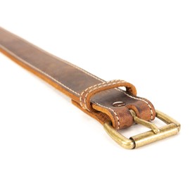 Distressed Steel Core American Bison Leather Gun Belt - 14/15 oz - CCW - Brown - 1.5 inch wide - USA MADE (Brown, 48)