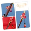 Mikinona Elegant Hair Bun Pin Chinese Wooden Hairpin Dangle Flower
