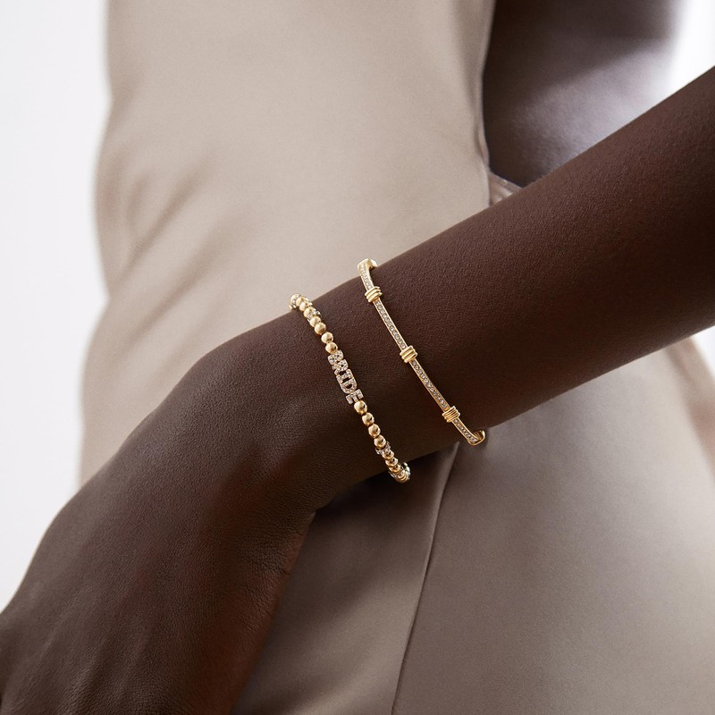 BaubleBar Pavé Bride Pisa Stretch Bracelet - 14kt Gold-Plated Beaded