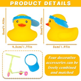 AOT Yellow Rubber Duck with Mini Scooter,Cute Car Dashboard Decoration Squeaky Duck for Jeep Ducking Party Favors Ducky with Blue Hat