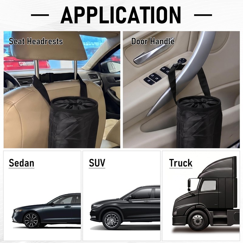 Car Trash Bag, Hanging Car Garbage Bag with Elastic Top