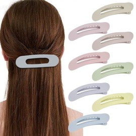 8 PCS Flat Hair Clips for Women French Large Flat Claw Clip for Thick Thin Hair (Macarons Color)