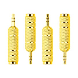 Jagowa 4PCS Headphone Adapter 6.35mm to 3.5mm Gold Aux Jack Adapter Headphone Converter Audio Plug 6.35mm Male to 3.5mm Female