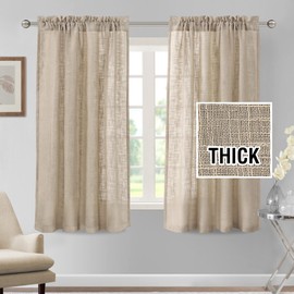 H.VERSAILTEX Linen Blended Curtains, 63 Inch Long, Natural, Textured, Light Filtering, Rod Pocket, 2 Panel Sets for Living Room & Bedroom