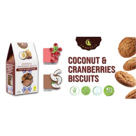 Ambrozia Vegan Snack Biscuits – Coconut & Cranberry - Soft Baked, No Added Sugar, Clean Label, High Fiber & Wholesome Ingredients, Kid-Friendly, Healthy Snacks for Active Lifestyles, 4.58 Oz