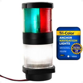 Five Oceans LED Tri-Color All-Around Anchor Light - 12V DC, USCG 2NM Compliant, High-Performance Polycarbonate Housing, Mast Mount for Sailboats - FO4625