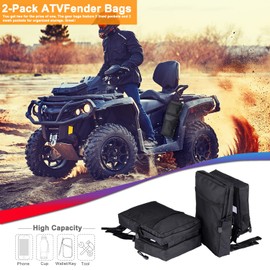 YULLING ATV Fender Bags 600D Oxford ATV Tank Storage Bag Waterproof Hanging Bag Black Pack of 2