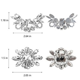 NIIIYTYB 4 Pcs Rhinestone Shoe Clips Elegant Crystal Embellishments for Women’s Heels and Flats Detachable Jewelry Clip Buckle Decorations Sparkling Rhinestone Shoe Accessories and Ornaments for Dress Bridal and Party