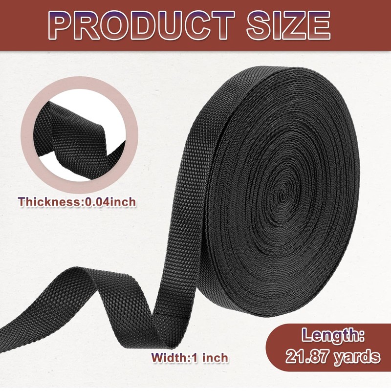 sourcing map Nylon Webbing Strap, 22 Yards x 1" Polypropylene