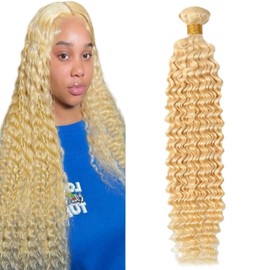 24 Inch 613 Blonde Deep Wave Human Hair Blonde Bundles Human Hair Hair Bundles Weave Bundles Human Hair
