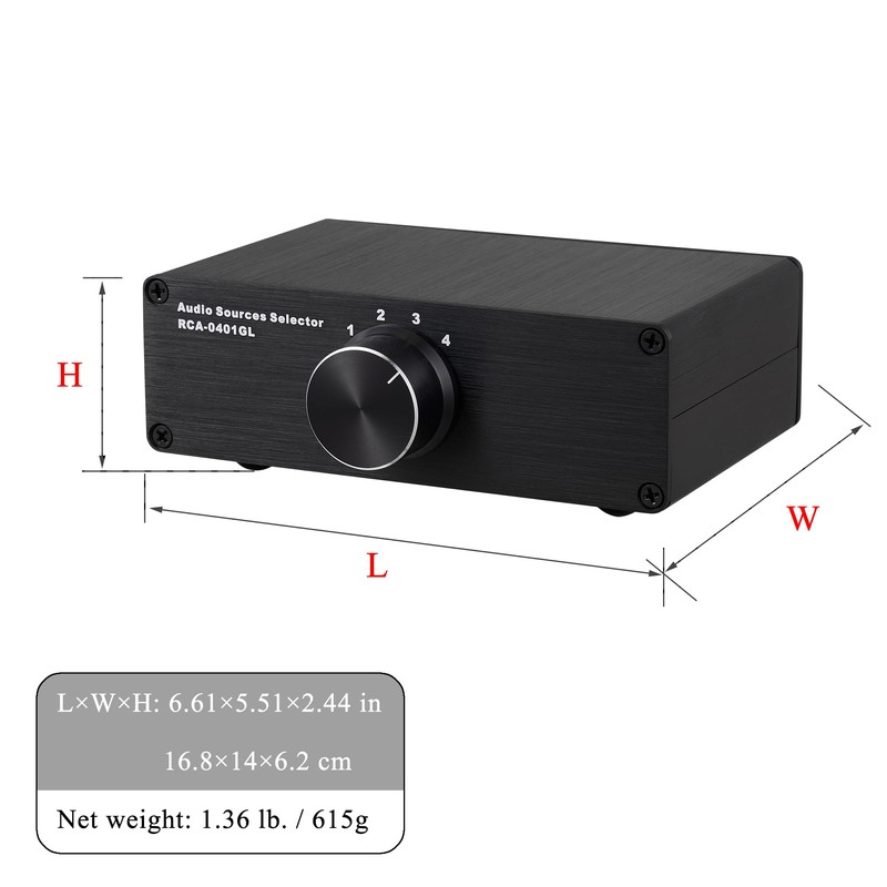 4 to 1 (1 to 4) RCA Audio Source Signal