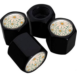 Metal Tire Valve Stem Caps 4 Pack,Car Wheel Stem Caps, Aluminum Universal Air Valve Covers for Cars, Trucks, SUVs, Bikes, Motorcycles, Bicycles(Green Floral)