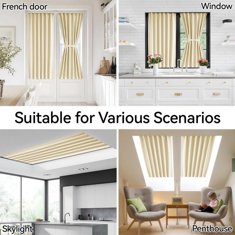 Vatge Self Adhesive French Door Curtain - Front Door Curtain