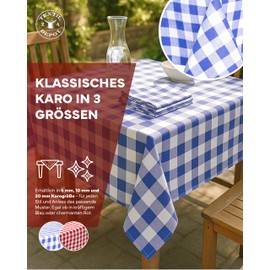 texpot Country House Tablecloth 130 x 170 cm Blue/White Checked 100% Cotton in 20 mm Checked Farmer's Check