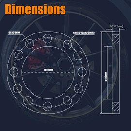 GAsupply 6x5.5 6x135 6x139.7 Universal Wheel Spacers, Fit for Silverado/Suburban/Sierra 1500 Yukon 1500 Tacoma (Only 6 Lug) 4-Runner, 110mm Hub Bore, 4PCS 1/2" 12mm Forged Universal Spacer Adapters