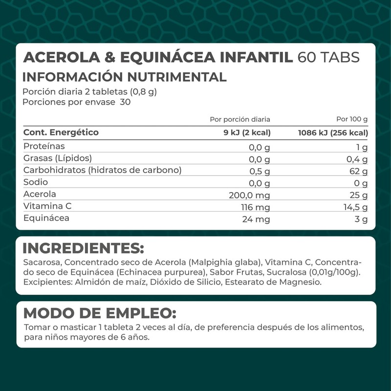Pronat | Acerola & Equinacea infantil - 60 tabletas de