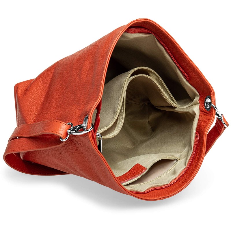 Caspar TL803 Classic Elegant Women's Leather Handbag, Rust (Orange), Unit