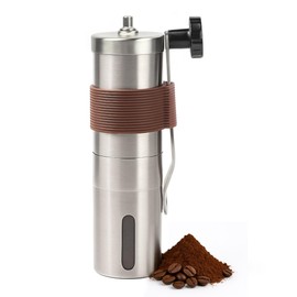 GCCTXG Manual Coffee Grinder with Ceramic Burr Mill for Espresso, French Press - 2 Cups Capacity(1.2oz) - 18 Adjustable Settings - Portable Hand Coffee Bean Grinder for Home and Camping - Hand Crank