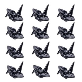 Urban Tokyo Set of 12 Origami Crane Design Porcelain Chopstick Rests Holder, Wedding Favor, Decorative Ornament, Home Table Chopsticks Arrangement Decor (Black)