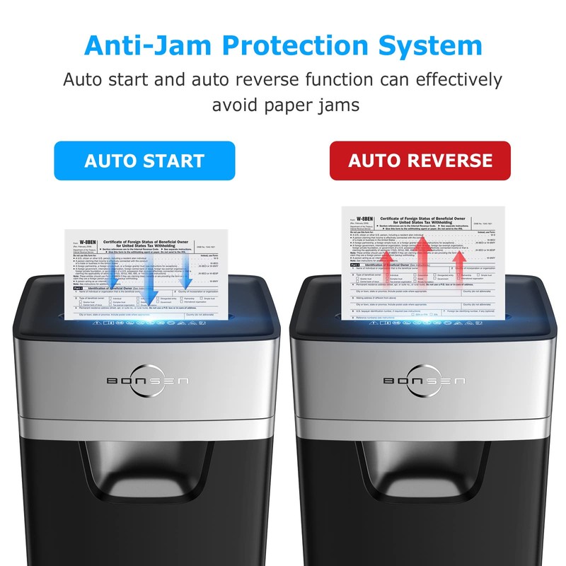 BONSEN 16-Sheet Heavy Duty Paper Shredder for Office, 60-Minute Running